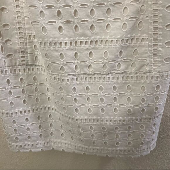 Loft White Line Sleeveless Mini Dress Size 8P - Picture 3 of 7